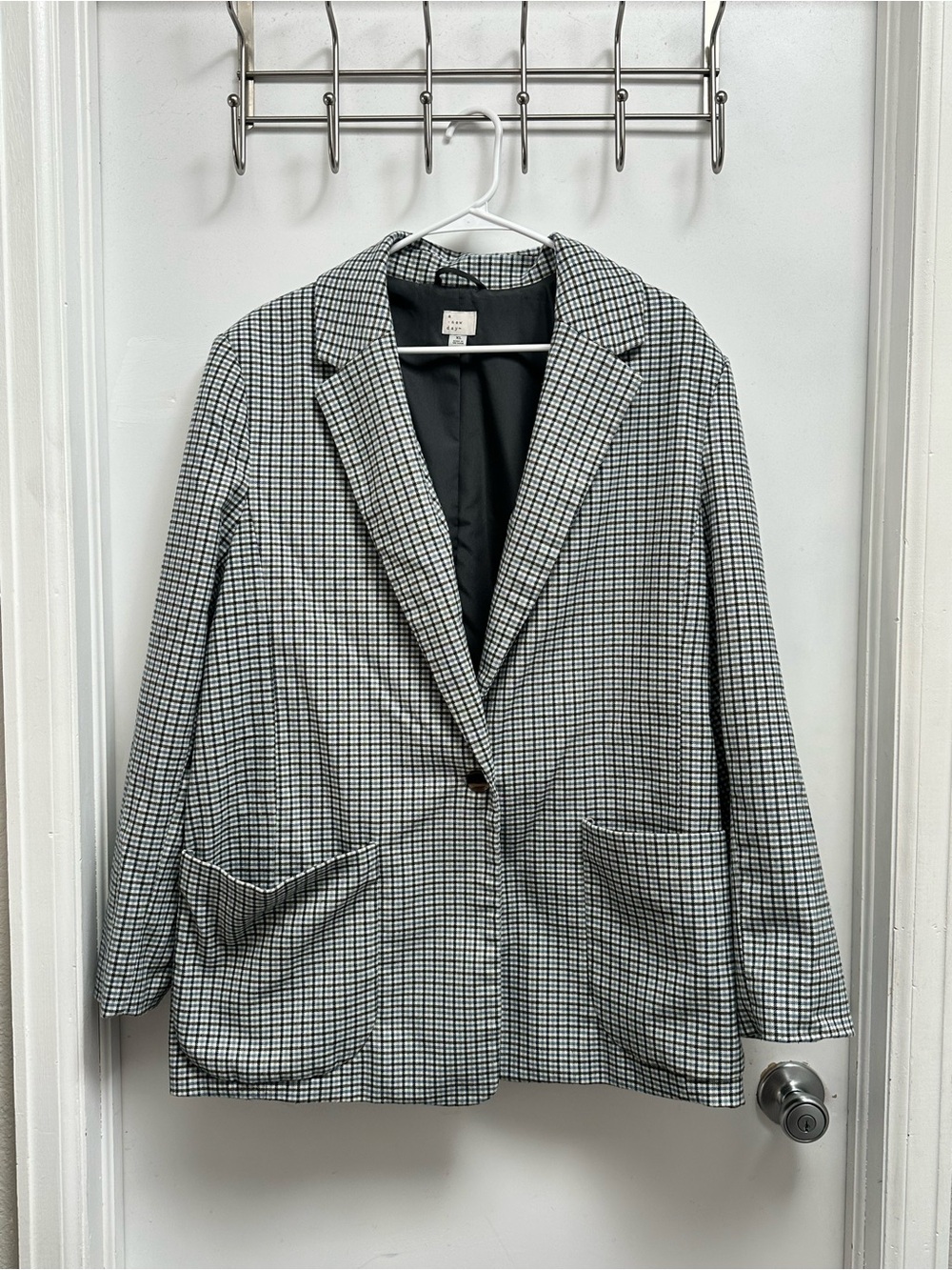 A New Day Women’s XL Plaid Oversized Blazer Blue Black White